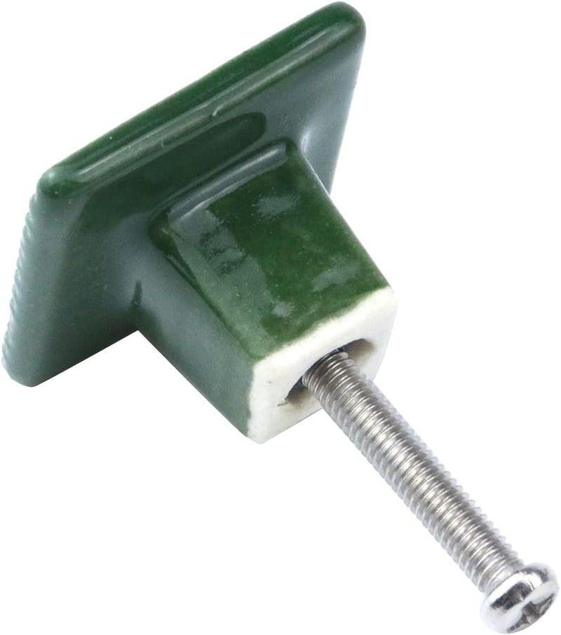 FarBoat 6pcs 1.1-Inch Square Ceramic Drawer Knobs Wave Pattern Cabinet Pulls Handles for Cupboard Dresser Closet Furniture Hardware (Green) - Image 4